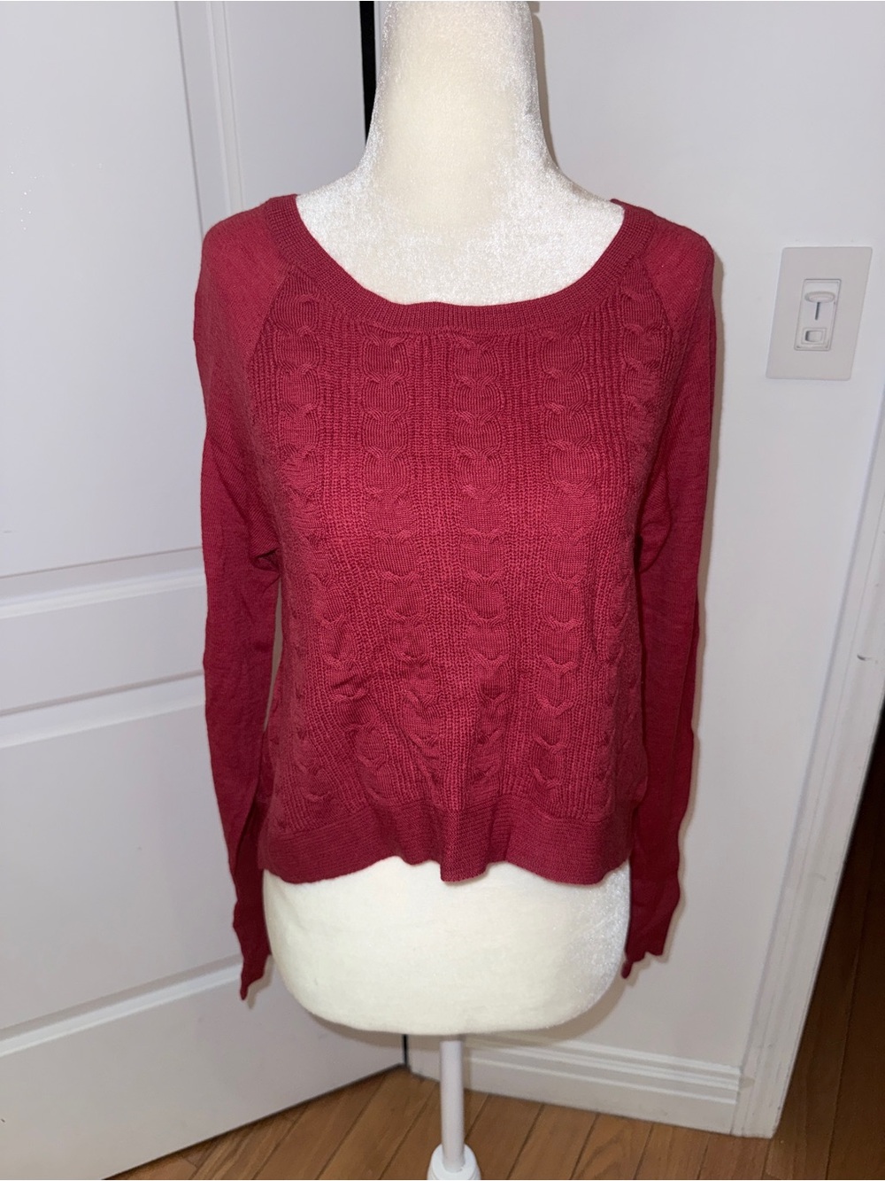Cozy Cable Knit Scoop Neck Sweater - dark orange
